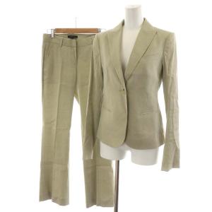 スーツ セットアップ 上下 テーラードジャケット パンツ 麻 リネン 0 S ライトグリーン