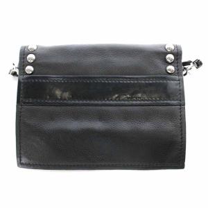 KENZO ショルダーバッグ レザー スタッズ フラップ 黒 ブラック