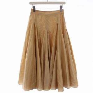 21SS フレアスカート ロング 光沢感 シルク 38 M ベージュ