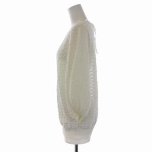 Drawer 12Gスレッドパターンバックリボンヤーンニット カットソー 七分袖 ナイロン 1 S 白 ホワイト 6513-299-0910