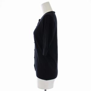 DOLCE&GABBANA ニット カーディガン 五分袖 クルーネック ビジューボタン カシミヤ シルク 38 S 黒 ブラック