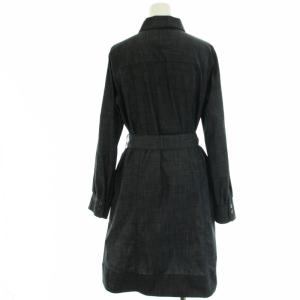 BLUE LABEL CRESTBRIDGE ライトスラブシャンブレーシャツワンピース ひざ丈 長袖 ベルト紐付き 38 M 紺 ダークネイビー 55J12-141-29