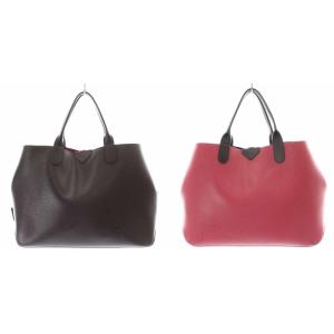 Longchamp ロゾ ROSEAU トートバッグ ハンドバッグ レザー リバーシブル 茶 ブラウン ピンク