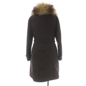 WOOLRICH 1402076 ダウンコート ロング ジップアップ ベルト ラクーンファー S ブラウン