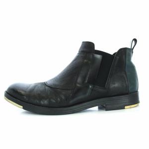 LANVIN en Bleu サイドゴアブーツ ショートブーツ レザー 切替 27cm 黒 ブラック 緑 グリーン