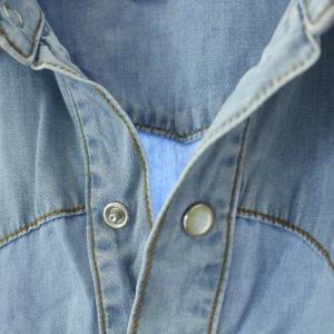 AMI Alexandre Mattiussi ウエスタンシャツ シャンブレー 長袖 S 水色 ライトブルー