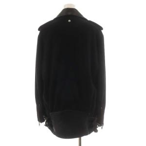 DIESEL チェスターコート ミドル丈 レザー 切替 カシミヤ混 アウター XS 黒 ブラック