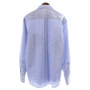 BRUNELLO CUCINELLI ボタンダウンシャツ ストライプ 長袖 XL 青 ブルー 白 ホワイト
