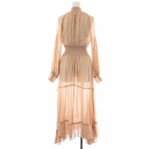 CASA FLINE 19SS ハイネックタックワンピース フレアワンピース ロング シアー シースルー ペチコート付き 長袖 F ピンク