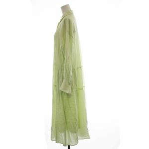 ANAYI 20SS キュプラツイルギャザーシャツワンピ ロング 長袖 キャミソール シアー 36 S 黄緑