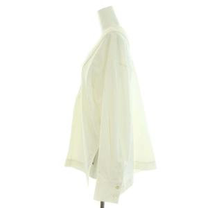 ESTNATION COLUMN ニット切り替え Vネック ブラウス プルオーバー スリット 長袖 F 白 ホワイト