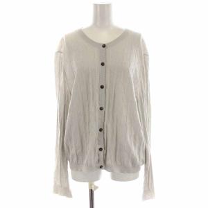 ニットカーディガン カシミヤ混 ベルト柄 長袖 大きいサイズ 46 グレー