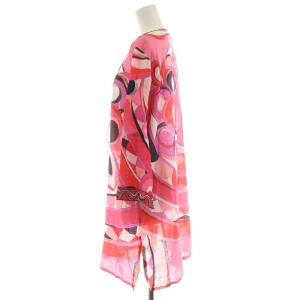 Emilio Pucci チュニック 長袖 総柄 コットン シルク混 絹混 I44 M ピンク 赤 レッド