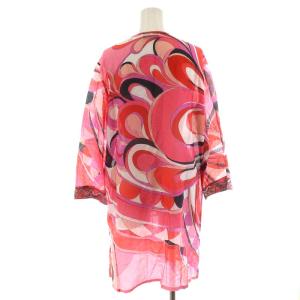 Emilio Pucci チュニック 長袖 総柄 コットン シルク混 絹混 I44 M ピンク 赤 レッド