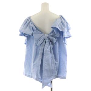 シャツ ブラウス ノースリーブ フリル バックリボン コットン 12 XL  