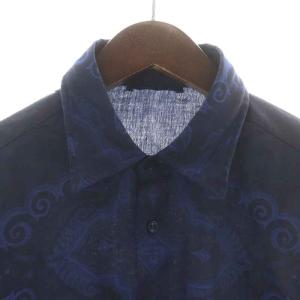ETRO カジュアルシャツ 長袖 柄 M 紺 ネイビー 青 ブルー