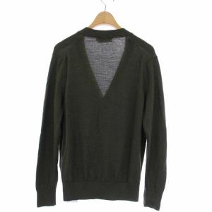 Maison Kitsuné TRICOLOR FOX CARDIGAN トリコロール フォックスカーディガン ニット 長袖 Vネック XS カーキ