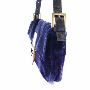 FENDI マンマバゲット ハンドバッグ ベロア FF金具 フラップ パープル