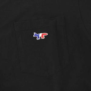 Maison Kitsuné トリコロールフォックス ポケットTシャツ 半袖 クルーネック M 黒 ブラック