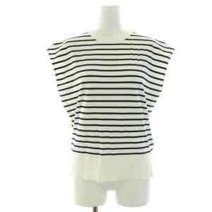 21SS ニット カットソー ボーダー フレンチスリーブ S 白 ホワイト 紺 ネイビー