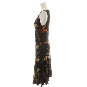 Max Mara カシュクールワンピース ひざ丈 花柄 ノースリーブ 38 S 茶 ブラウン