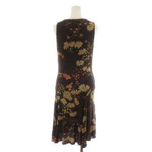 Max Mara カシュクールワンピース ひざ丈 花柄 ノースリーブ 38 S 茶 ブラウン