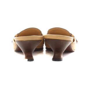 PRADA ミュール ヒール レザー 37 24.0cm ベージュ