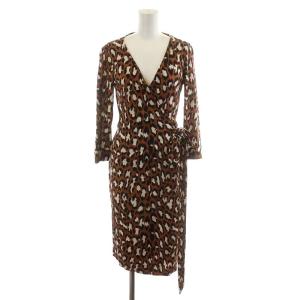 ワンピース 長袖 ひざ丈 シルク 絹 2 S ベージュ 茶 ブラウン 黒 ブラック