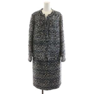 Jules TOURNIER スーツ セットアップ 上下 ジャケット タイトスカート ひざ丈 ツイード アルパカ混 モヘヤ混