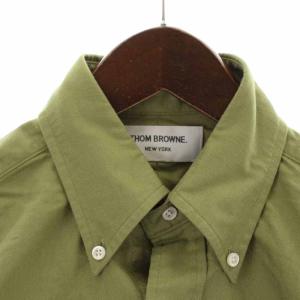 THOM BROWNE ボタンダウンシャツ ポケット 長袖 0 XS カーキ