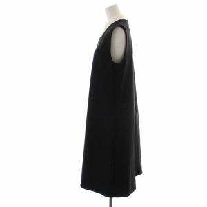 CELFORD 23SS 襟付きAラインタックワンピースひざ丈 ノースリーブ 38 M 黒 ブラック CWFO231072