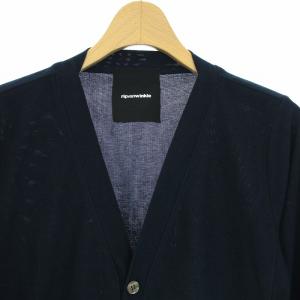 RIPVANWINKLE クールMAXコンパクトパイルカーディガン 長袖 3 L 紺 ネイビー RM-3014