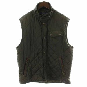 中綿ベスト キルティングベスト ジャケット ハイネック L カーキ