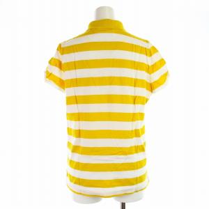 BURBERRY GOLF ポロシャツ カットソー 半袖 ボーダー ゴルフウェア 3 L 黄 イエロー 白 ホワイト