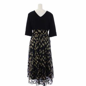 Grace Class 21AW ラメチュールコンビドレス ワンピース 五分袖 ロング 36 S 黒 ブラック ゴールド