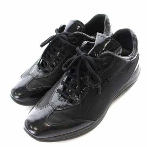 PRADA スニーカー ローカット ナイロン エナメル 切替 35 22cm 黒 ブラック