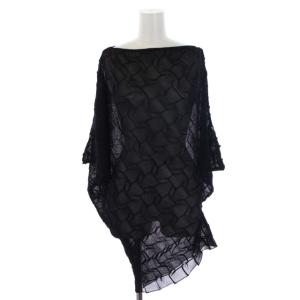 IM23KN015 ニットチュニック 変形 シアー M ブラック