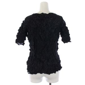 ISSEY MIYAKE ブラウス プルオーバー シワ加工 ハイネック ボートネック 半袖 IM13FJ737 ストレッチ 2 M 黒 ブラック