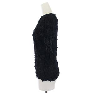 ISSEY MIYAKE ブラウス プルオーバー シワ加工 ハイネック ボートネック 半袖 IM13FJ737 ストレッチ 2 M 黒 ブラック
