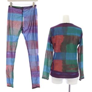 ISSEY MIYAKE セットアップ 上下 2点セット 水彩 カットソー パンツ シアー 長袖 IM33JK012 IM33JF010 ストレッチ