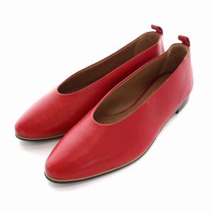 アーモンドトゥ フラットシューズ パンプス 37 23.5cm 赤 レッド