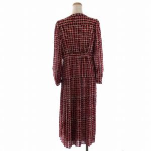 Diagram GRACE CONTINENTAL 22AW ワンピース 長袖 ロング バンドカラー チェック柄 ペチコート付き 38 M 赤 レッド 黒 ブラック 03224