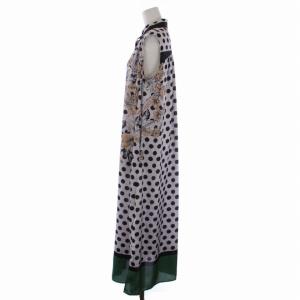 Grace Class 21AW シャツワンピース ロング ノースリーブ ドット柄 花柄 38 M 緑 グリーン 黒 ブラック 02213 31093-00