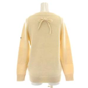 YURI PARK ニット セーター 長袖 ボートネック リボン ウール アイボリー