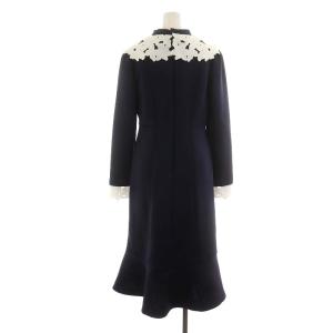 CELFORD 22AW レース衿マーメイドワンピース ミモレ ロング 長袖 38 M 紺 ネイビー