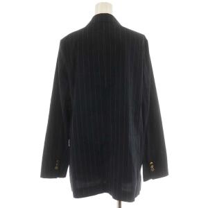 Theory 21SS テーラードジャケット ストライプ柄 ダブル 麻 リネン 2 M 黒 ブラック