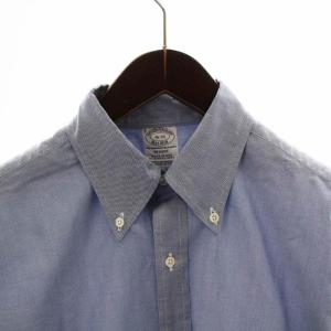 Brooks Brothers カジュアルシャツ 長袖 無地 ボタンダウン 16-33 L 長袖 水色