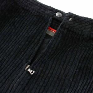 PRADA フレアスカート ひざ丈 コーデュロイ ジップアップ 38 7号 S 黒 ブラック
