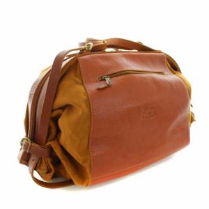 IL BISONTE ハンドバッグ ショルダーバッグ トートバッグ 2way ロゴ型押し レザー 赤 レッド 茶 ブラウン