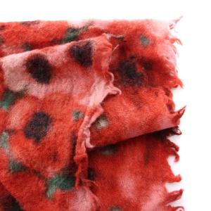 R＆D.M.Co- ストール マフラー 縮絨ウール 総柄 赤 レッド